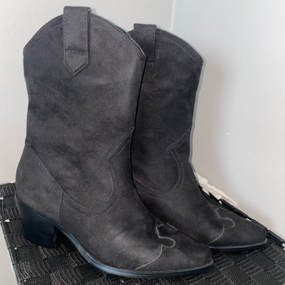 Black Suede cowboy boots